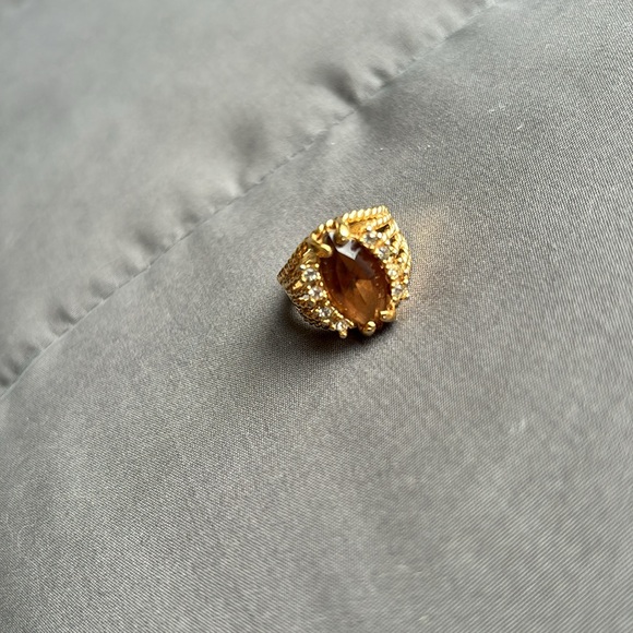 Amber and crystal gold cocktail ring (I8KHGE(A)) size 5/5.5 - Picture 5 of 5